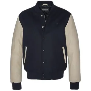 Schott LCUSA Leather/Wool Varsity Jacket Navy/Beige