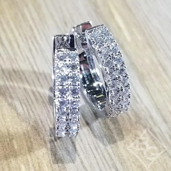 Simon G. White Gold Classic Mini-Hoop Diamond Huggie Earrings