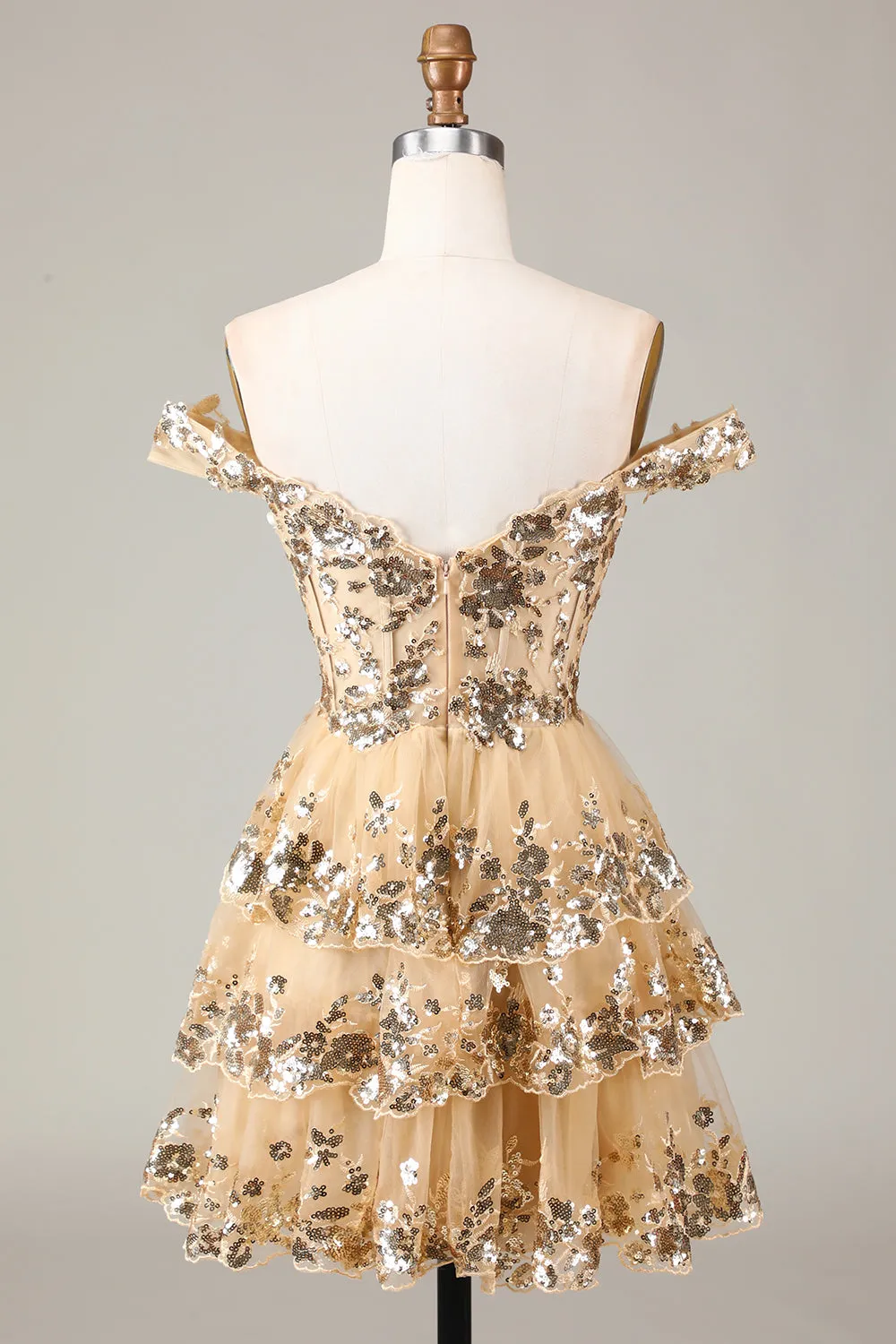 Sparkly Black Pink A Line Off The Shoulder Corset Tiered Short Homecoming Dress