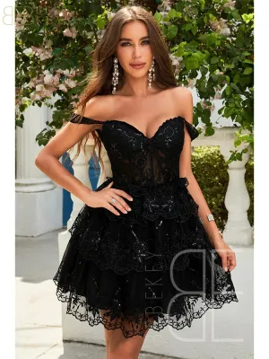 Sparkly Sky Blue Corset Tiered Short Homecoming Dress with Lace  Off the shoulder Prom Dress Formal Dress robe de soiree