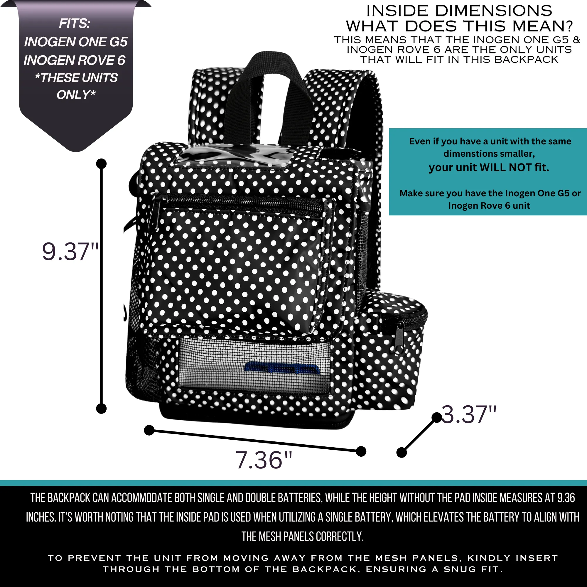 The Inogen Rove 6 Lightweight Backpack w/Pockets & Cannula Holder - Various Colors