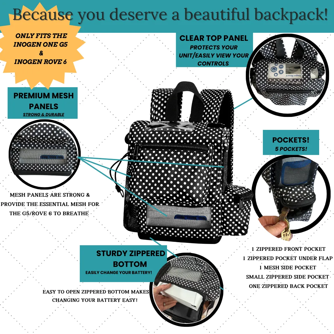 The Inogen Rove 6 Lightweight Backpack w/Pockets & Cannula Holder - Various Colors