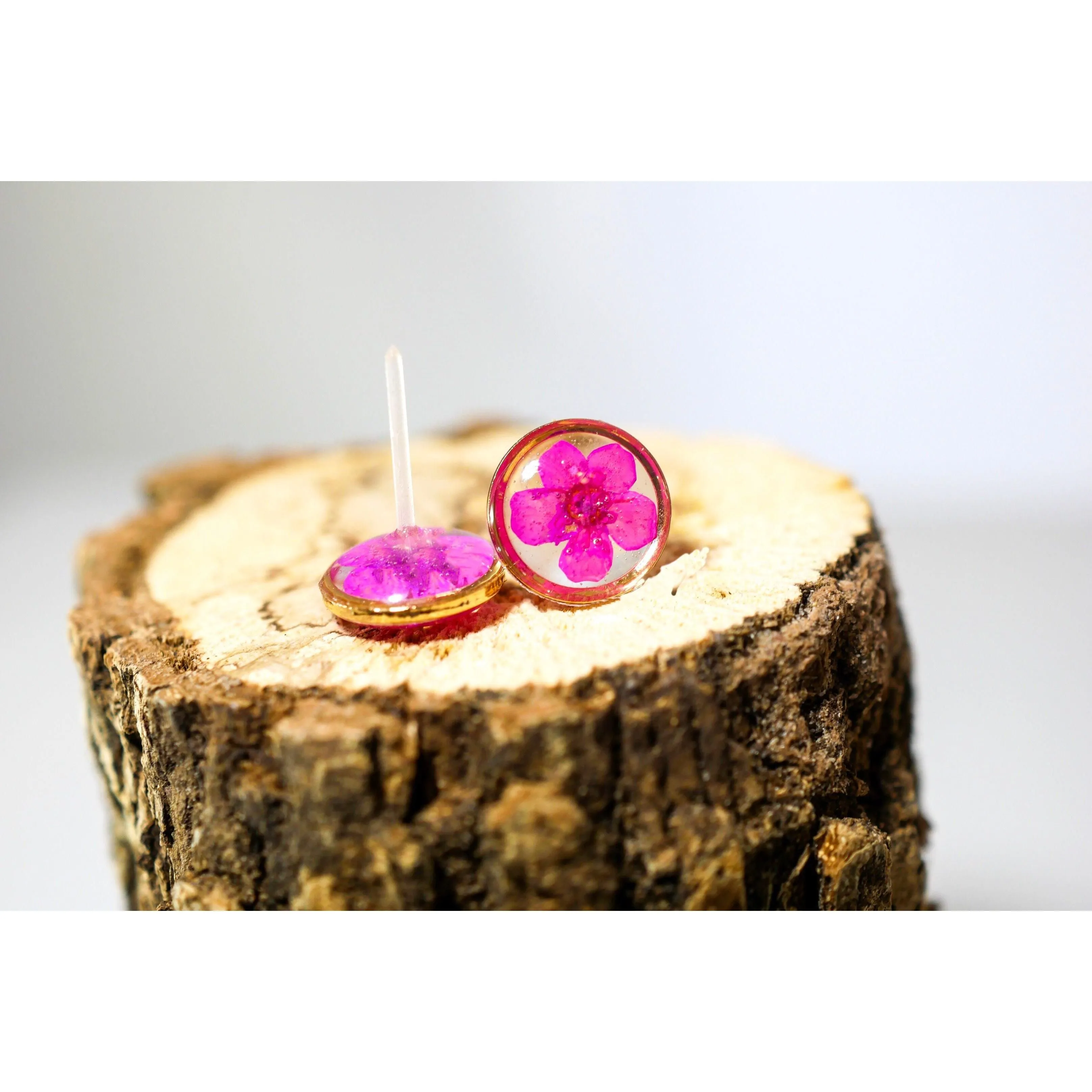 Tiny pink flower studs