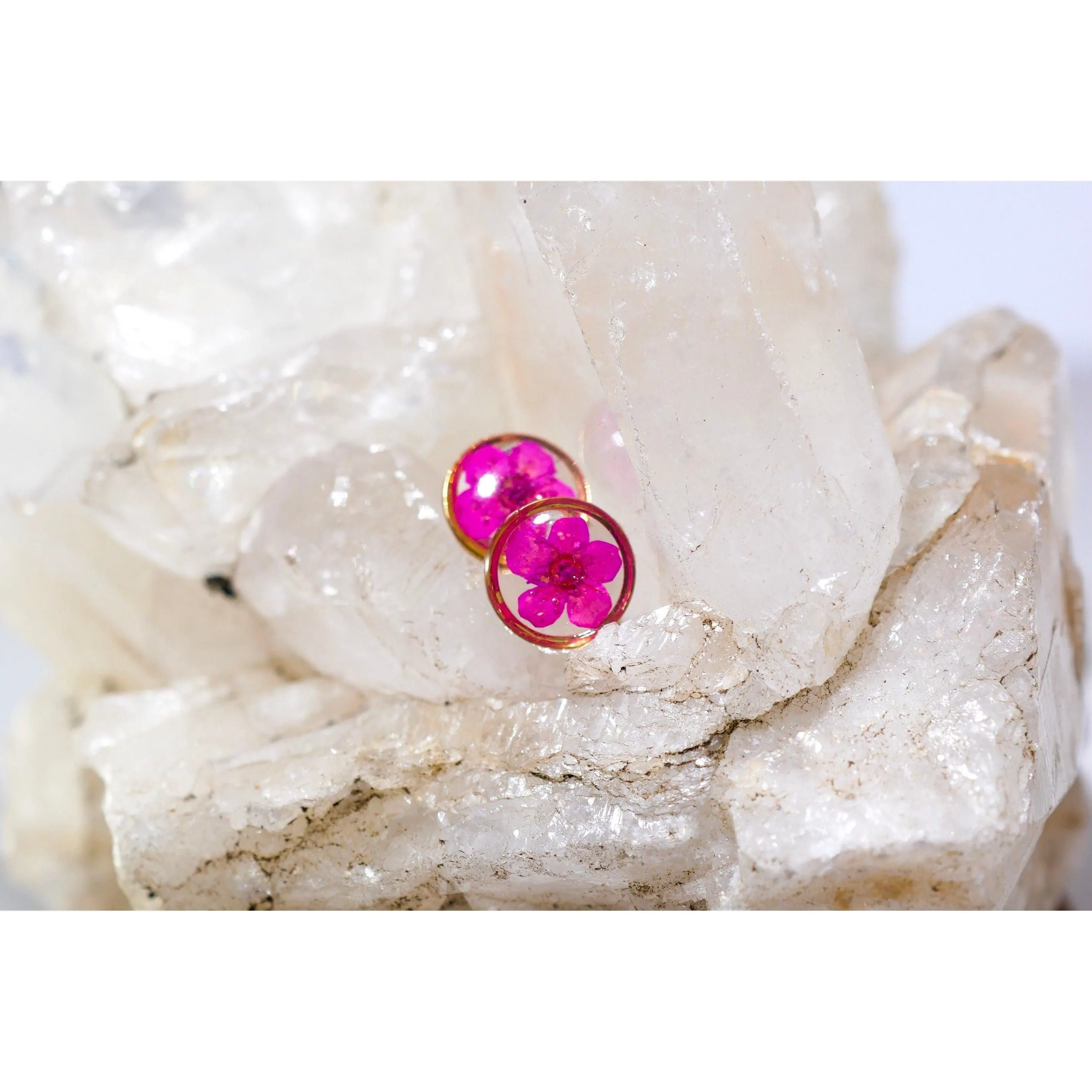 Tiny pink flower studs