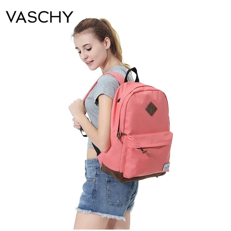 VASCHY Unisex Classic Water Resistant Backpack 15.6Inch Laptop Capacity