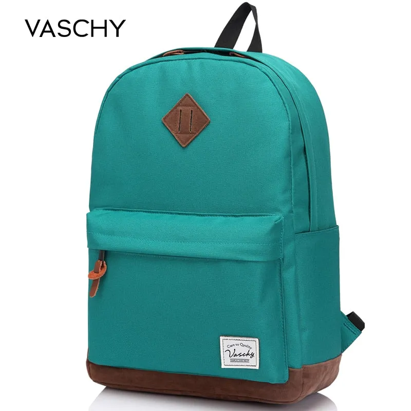 VASCHY Unisex Classic Water Resistant Backpack 15.6Inch Laptop Capacity