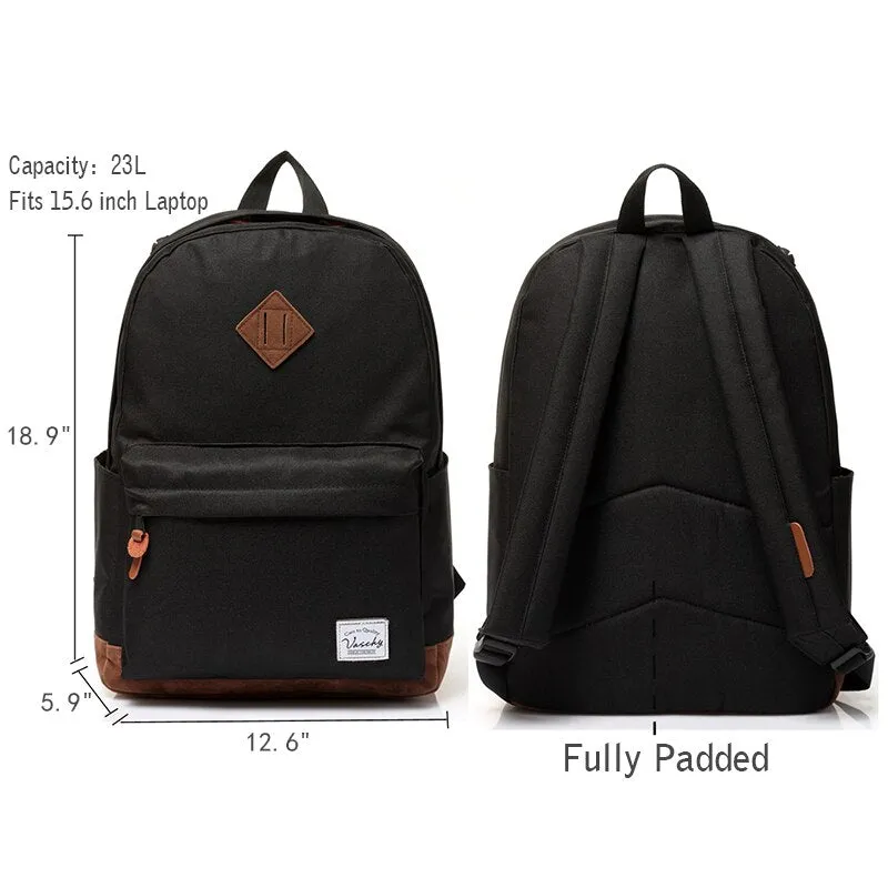 VASCHY Unisex Classic Water Resistant Backpack 15.6Inch Laptop Capacity