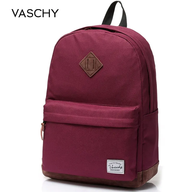 VASCHY Unisex Classic Water Resistant Backpack 15.6Inch Laptop Capacity