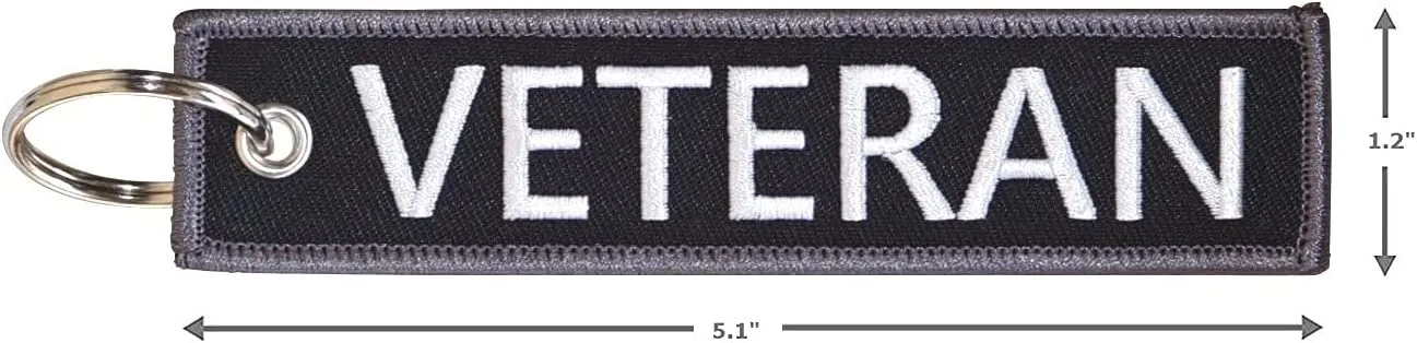 VETERAN Keychain Tag with Key Ring and Carabiner