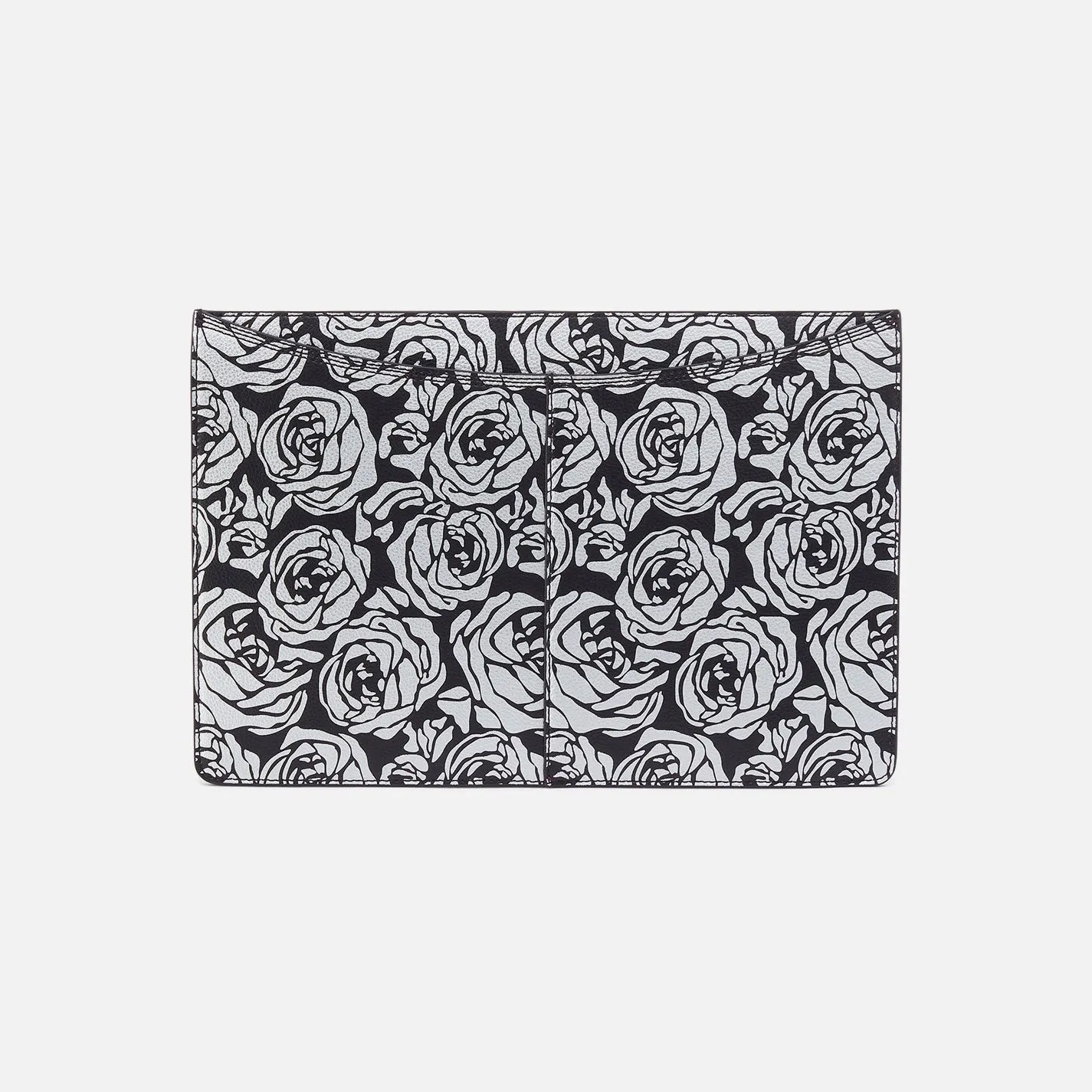 Vida Laptop Sleeve In Printed Leather - Silver Rose Print
