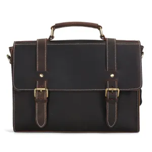 Vintage Style Leather Briefcase Messenger Bag Satchel Bag Crossbody Shoulder Bag