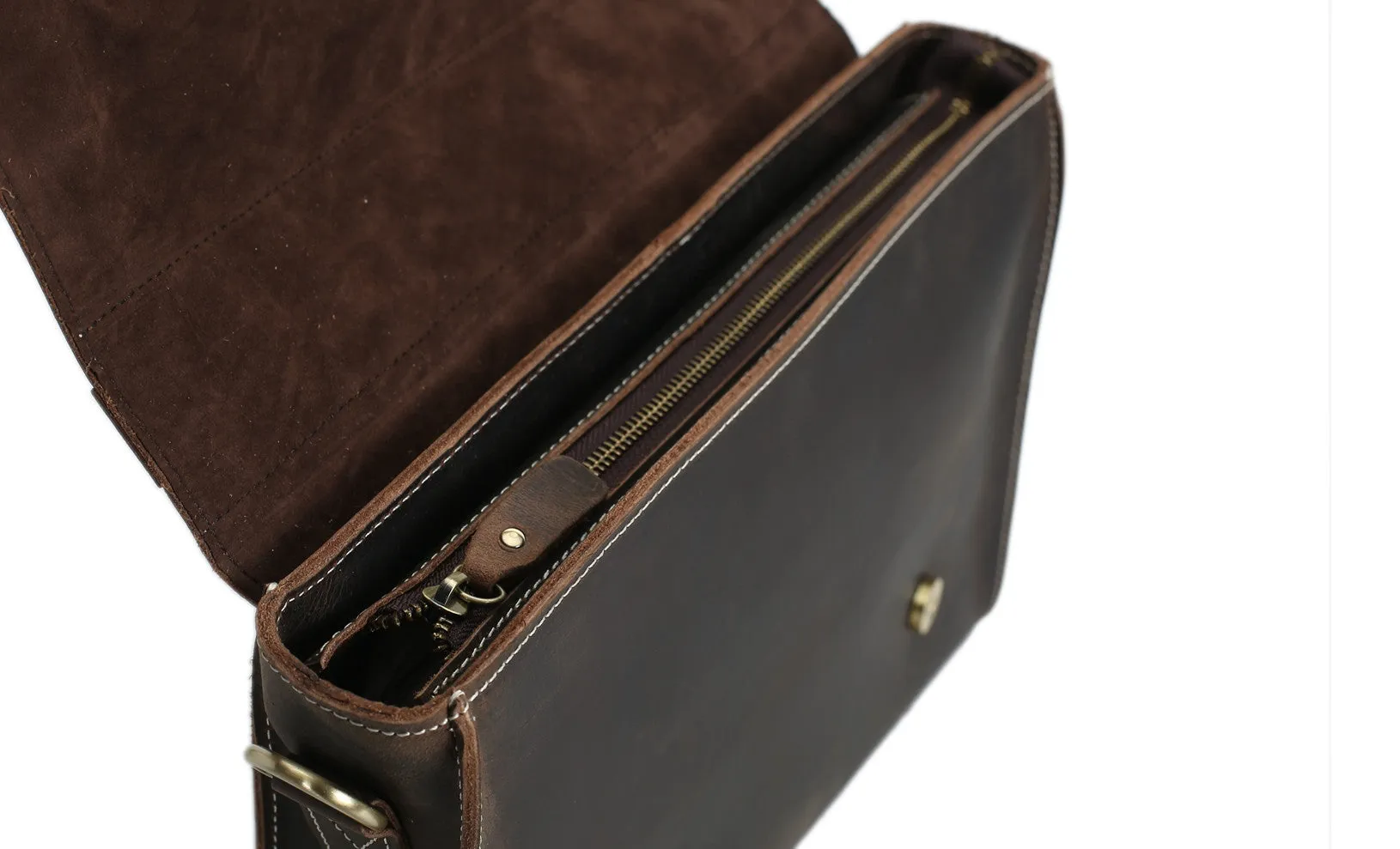Vintage Style Leather Briefcase Messenger Bag Satchel Bag Crossbody Shoulder Bag