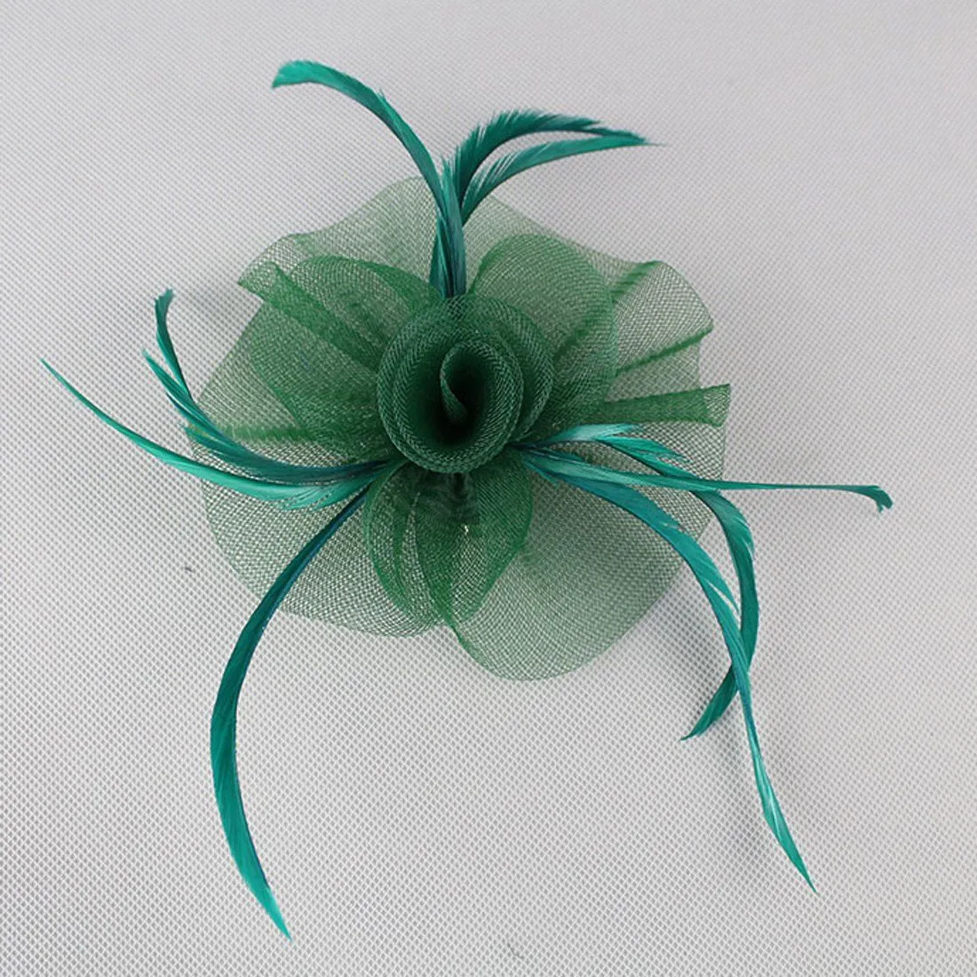 Wedding Cocktail Party Fascinator Beads Feather Net Veils Hair Clip Hat