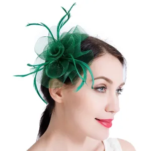Wedding Cocktail Party Fascinator Beads Feather Net Veils Hair Clip Hat