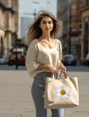 WHITE DAISY TOTE