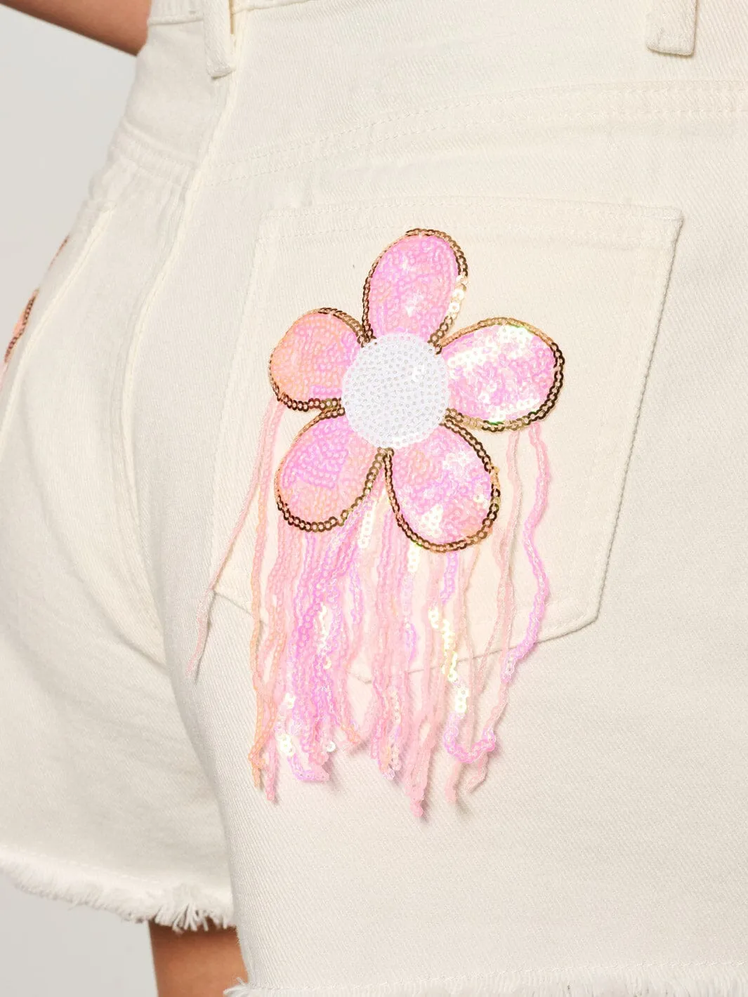 WOMEN'S BUTTON CLOSURE POCKET DETAILED DENIM MINI SHORTS