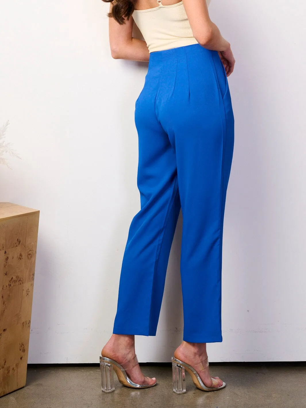 WOMEN'S BUTTON UP FRONT POCKETS WIDE LEG PANTS