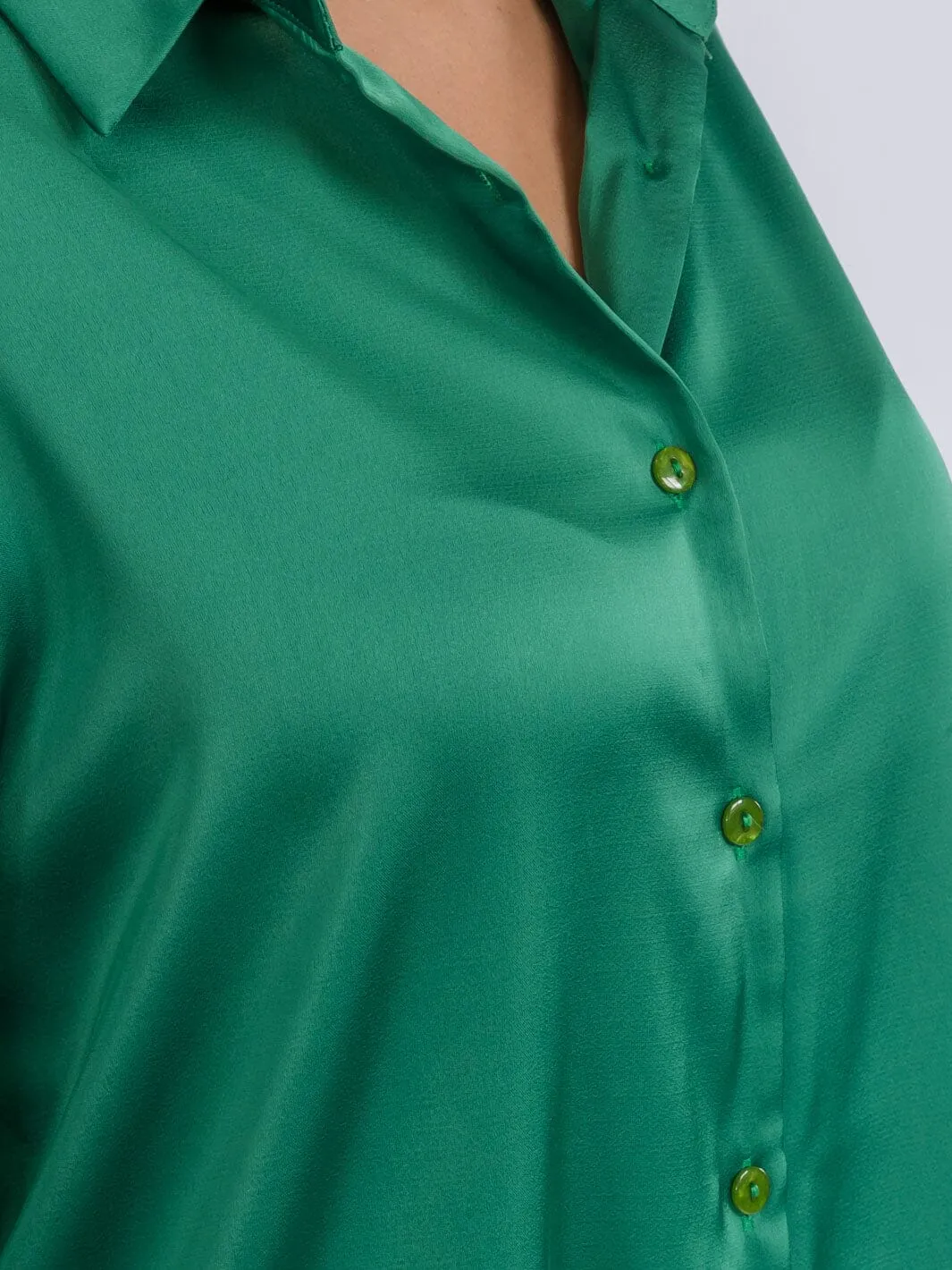WOMEN'S LONG SLEEVE BLOUSE & BUTTON CLOSURE PANTS SATIN 2PC.SET