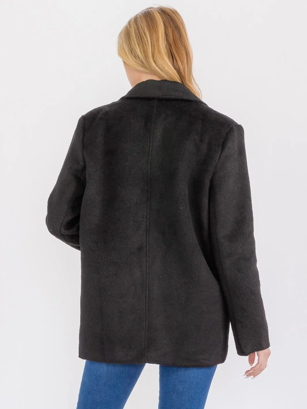 WOMEN'S LONG SLEEVE BUTTON CLOSURE FRONT POCKETS COAT