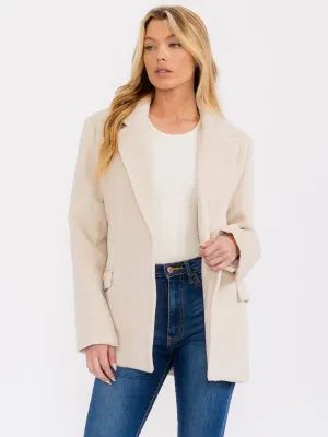 WOMEN'S LONG SLEEVE BUTTON CLOSURE FRONT POCKETS COAT