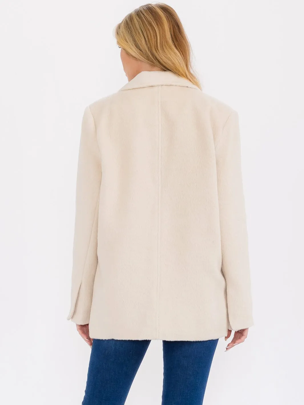 WOMEN'S LONG SLEEVE BUTTON CLOSURE FRONT POCKETS COAT
