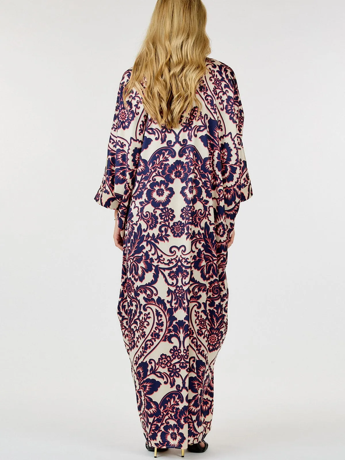 WOMEN'S LONG SLEEVE BUTTON UP TUNIC MULTI PPRINT MAXI DRESS