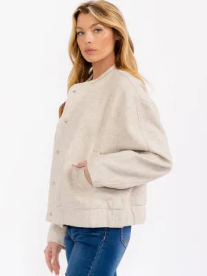 WOMEN'S LONG SLEEVE FRONT POCKETS BUTTON UP JACKET