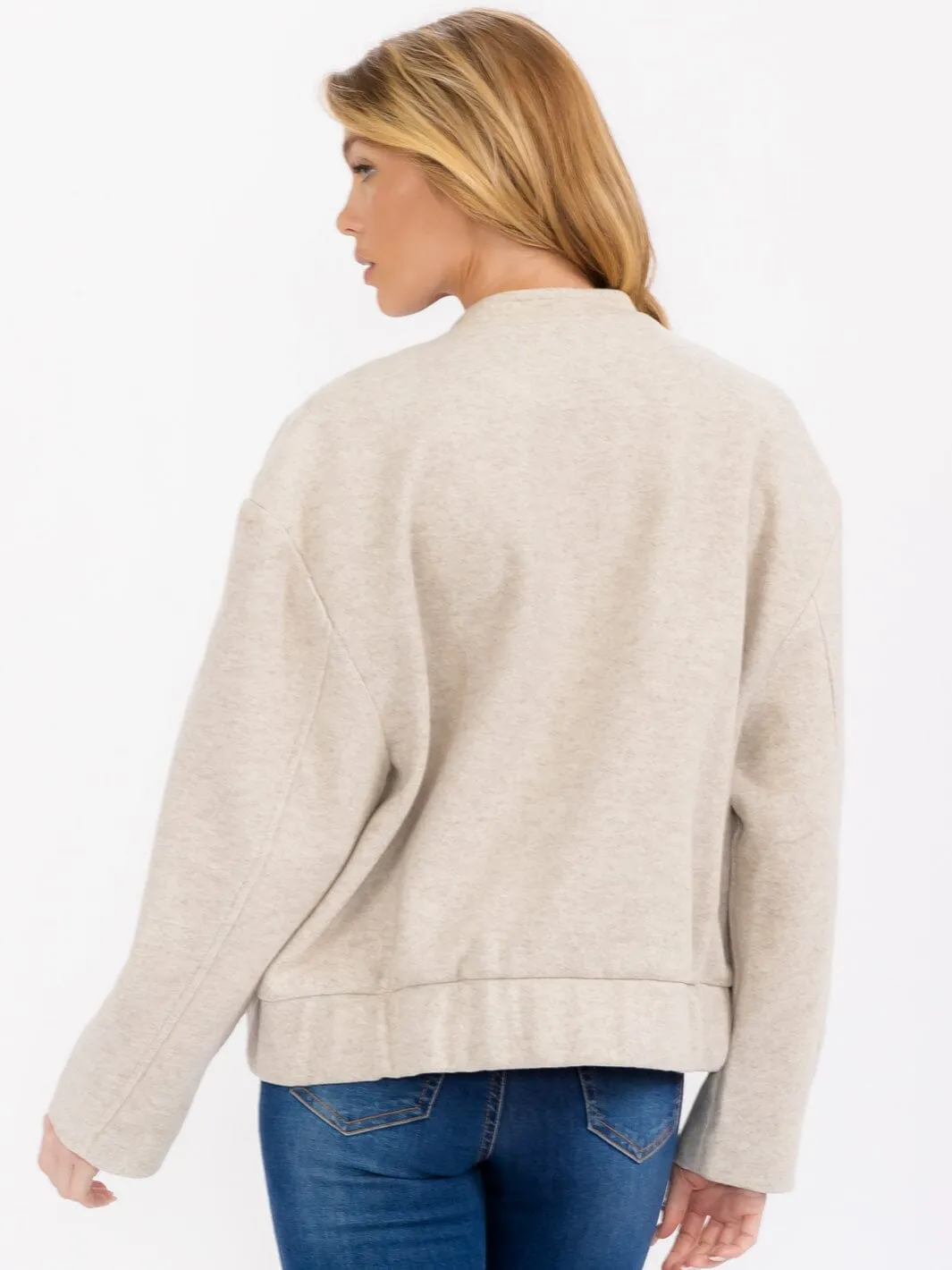 WOMEN'S LONG SLEEVE FRONT POCKETS BUTTON UP JACKET