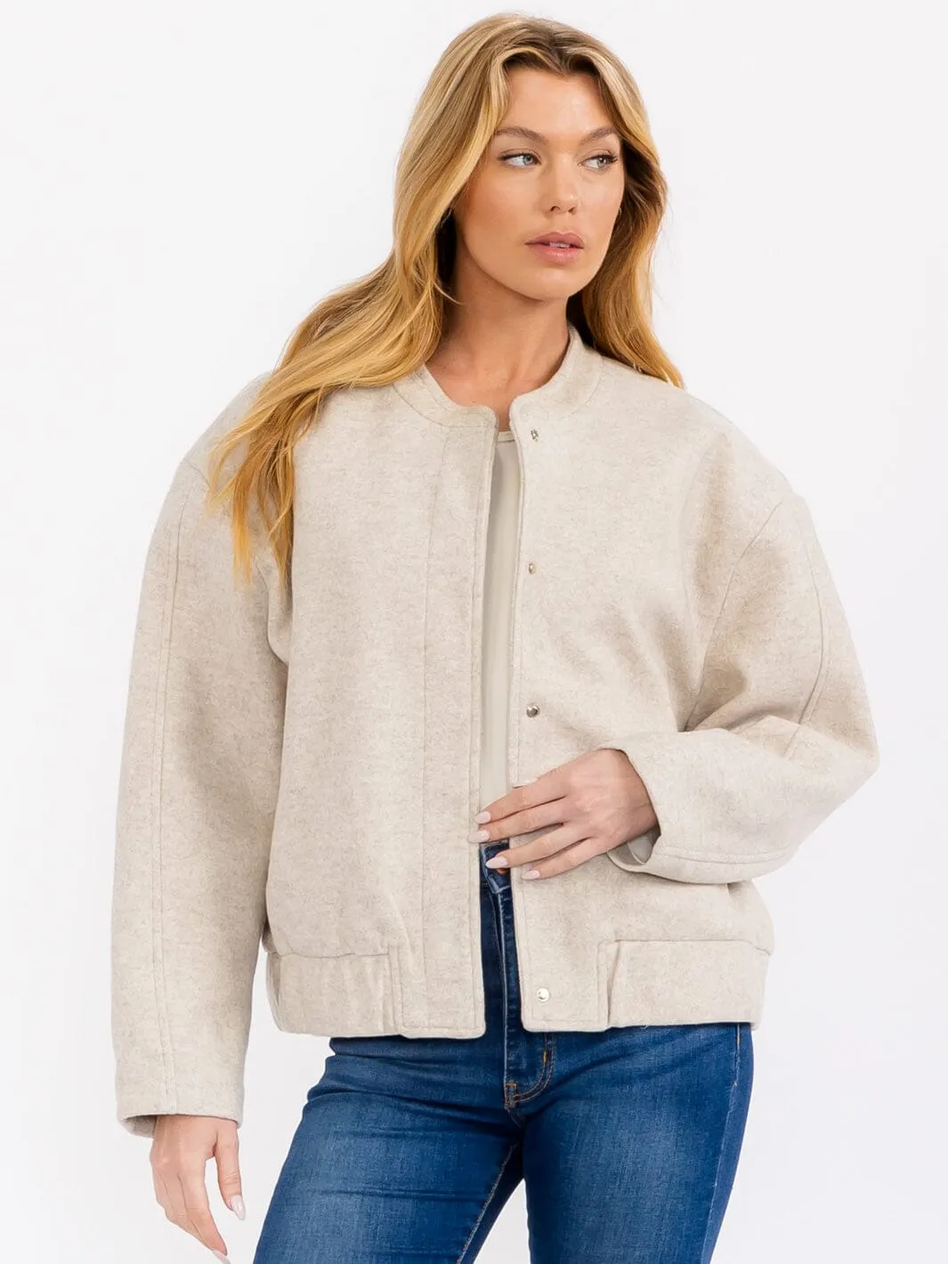 WOMEN'S LONG SLEEVE FRONT POCKETS BUTTON UP JACKET