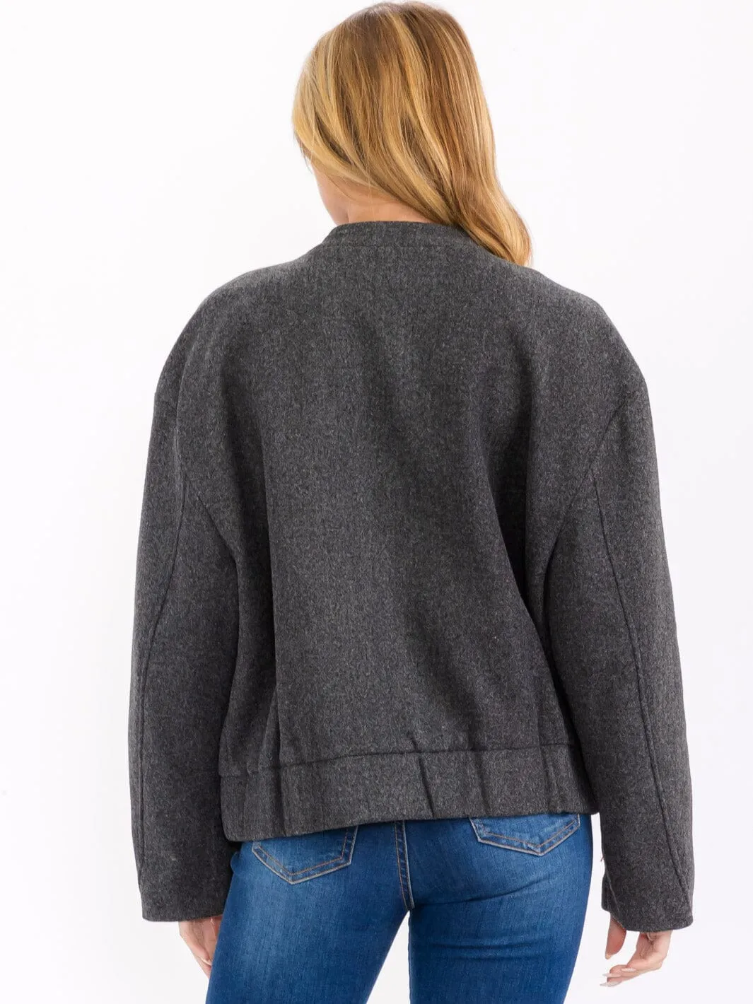 WOMEN'S LONG SLEEVE FRONT POCKETS BUTTON UP JACKET