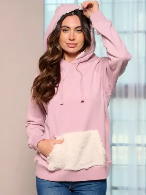 WOMEN'S LONG SLEEVE FRONT POCKETS HOODED PULLOVER SWEATER