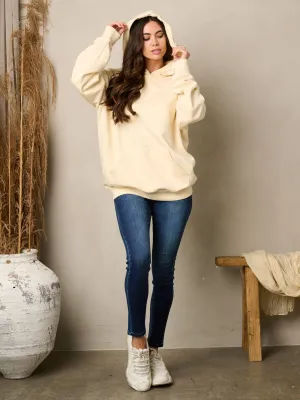 WOMEN'S LONG SLEEVE FRONT POCKETS PULLOVER HOODED SWEATER