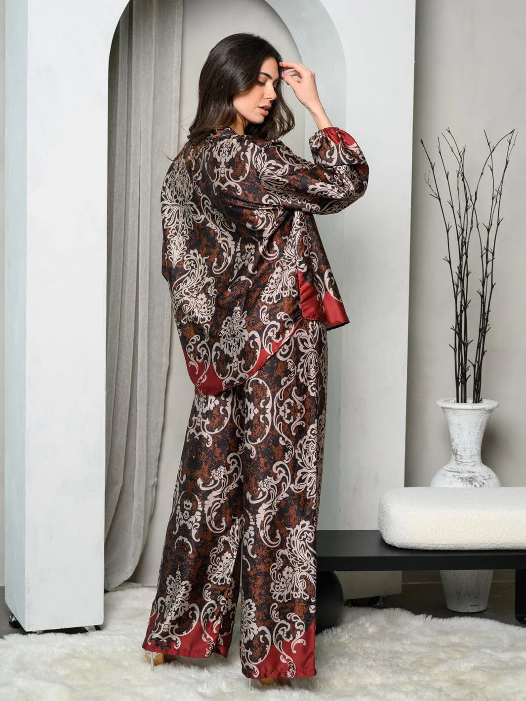WOMEN'S LONG SLEEVE TOP & PANTS MULTI PRINT SET