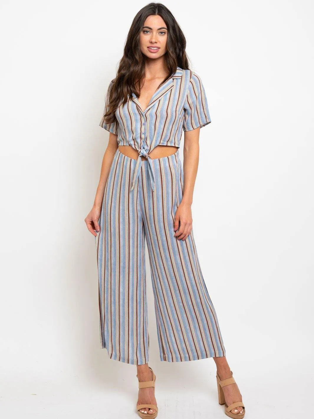 WOMEN'S MULTI STRIPES JUMPSUIT