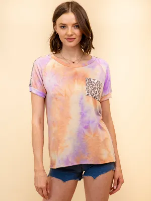 WOMEN'S ONE POCKET TIE DYE TOP