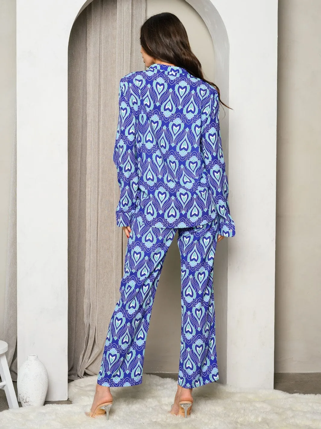 WOMEN'S WIDE LEG MULTI PRINT PANTS