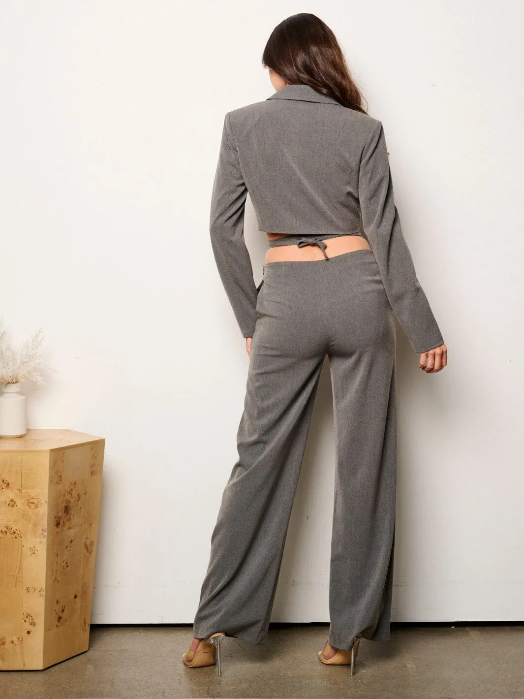 WOMEN'S ZIP UP POCKETS WIDE LEG PANTS