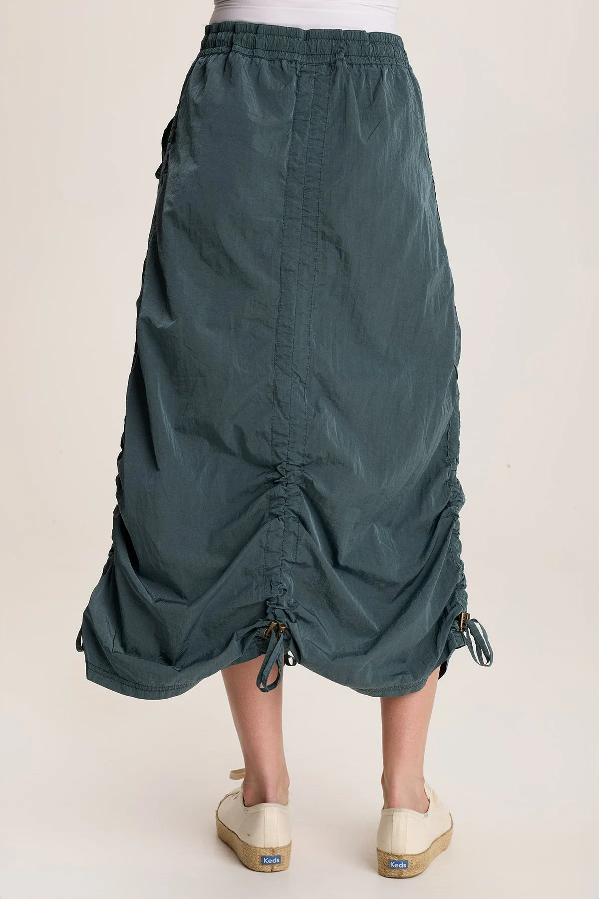 Zeno Ruched Sporty Cargo Midi Skirt